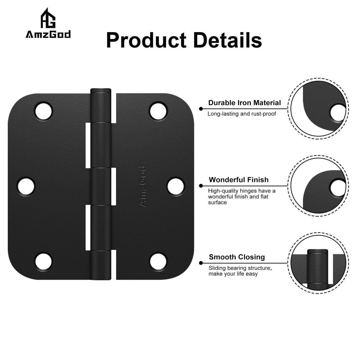 AmzGod 3-1/2 inch hinges fit common interior doors.