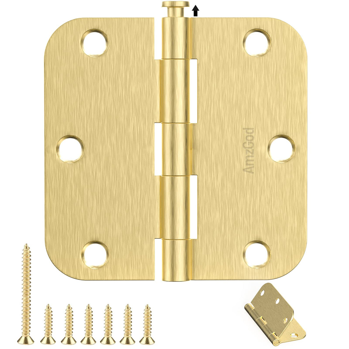 AmzGod satin brass door hinges with 3-1/2 inch rounded corners for interior doors