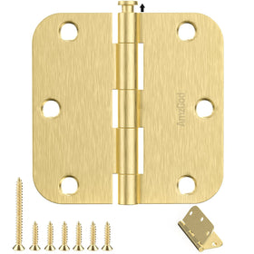 AmzGod satin brass door hinges with 3-1/2 inch rounded corners for interior doors