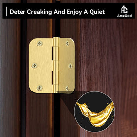 AmzGod satin brass door hinges 5-8 radius provide clean edge corners for safer installation