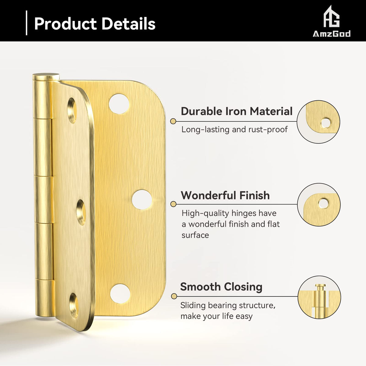AmzGod included 1-inch screws for secure hinge installations