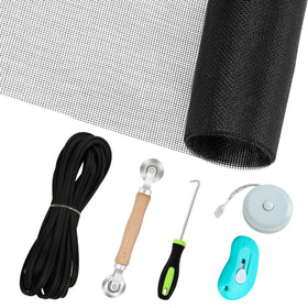 Amzjjle window screen repair kit contents showing tools for quick DIY fixes.