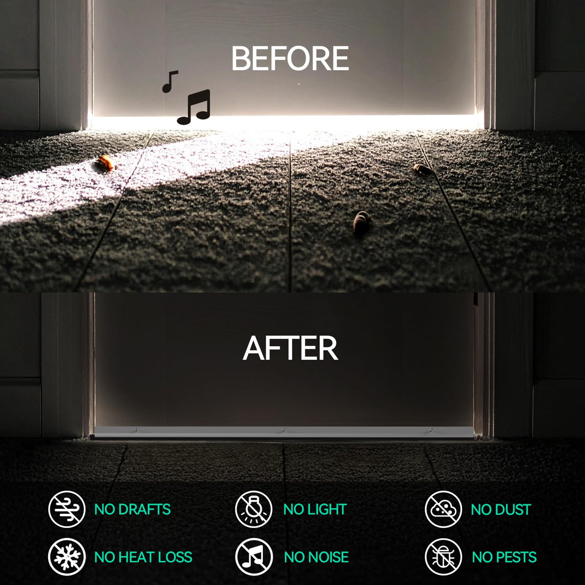 AMZNOVA threshold sweeper aluminum vinyl design for durable weatherproof protection