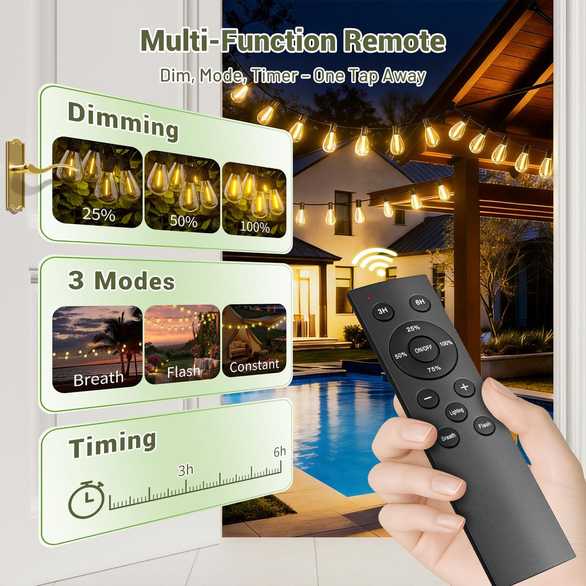 Amzrap remote control with glowing display for easy lighting modes.