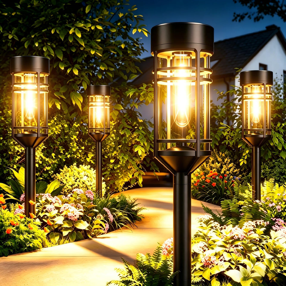 Amzrap solar garden light with warm white glow six-pack for borders
