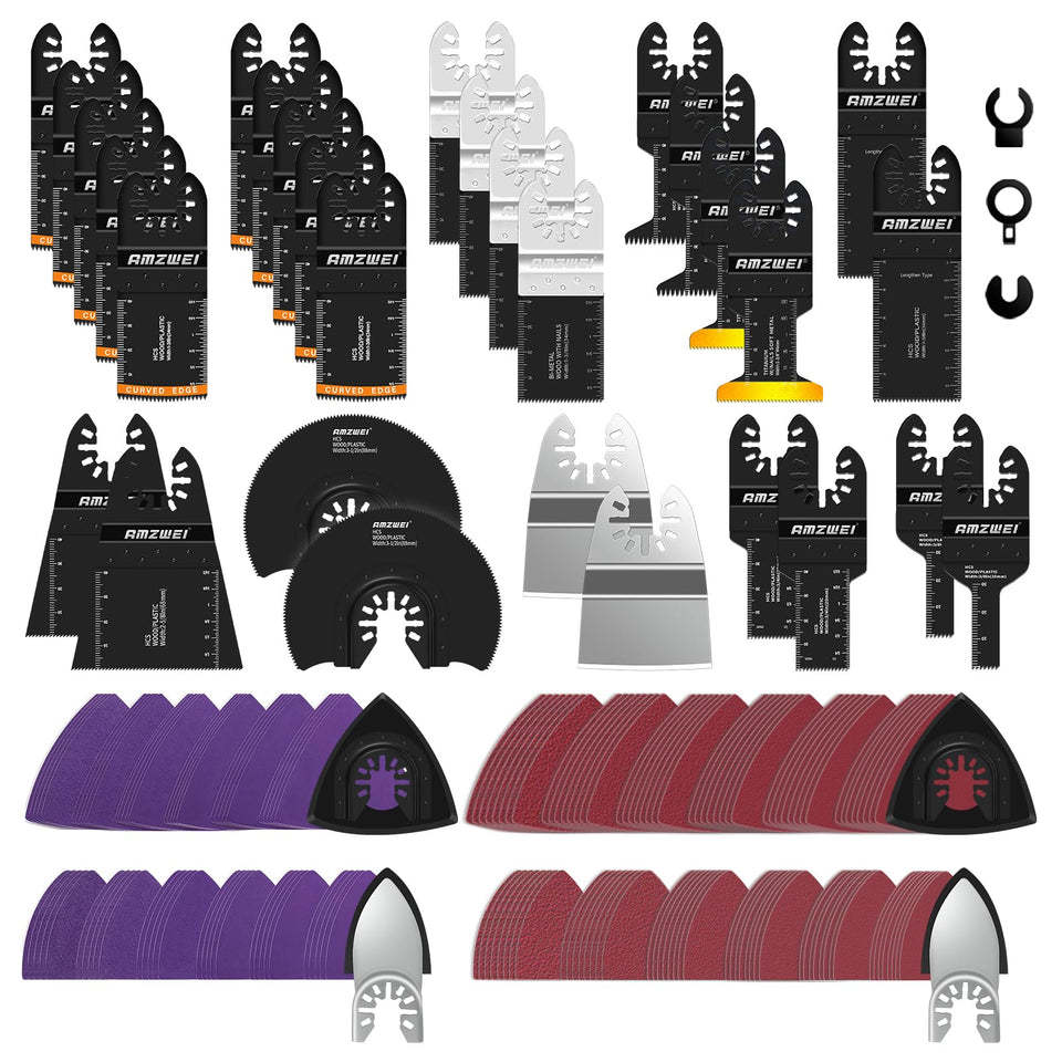AMZWEI 190-pack blades kit organized for versatile cutting across materials