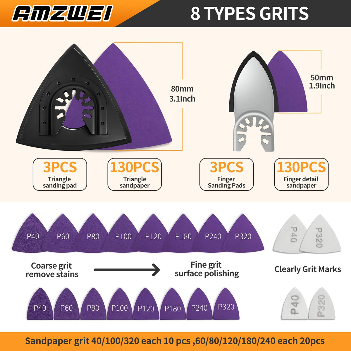 AMZWEI 266CS zirconia sandpapers offer durable grit for faster material removal on wood.