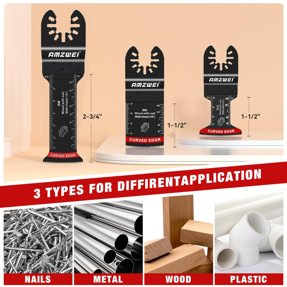 AMZWEI curved-edge design blades improve stability for precise starts.