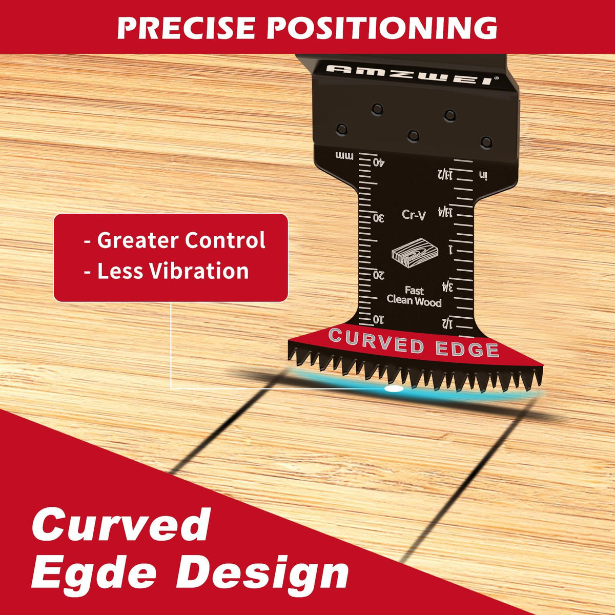 AMZWEI curve-edge blade reduces vibration for stable cuts