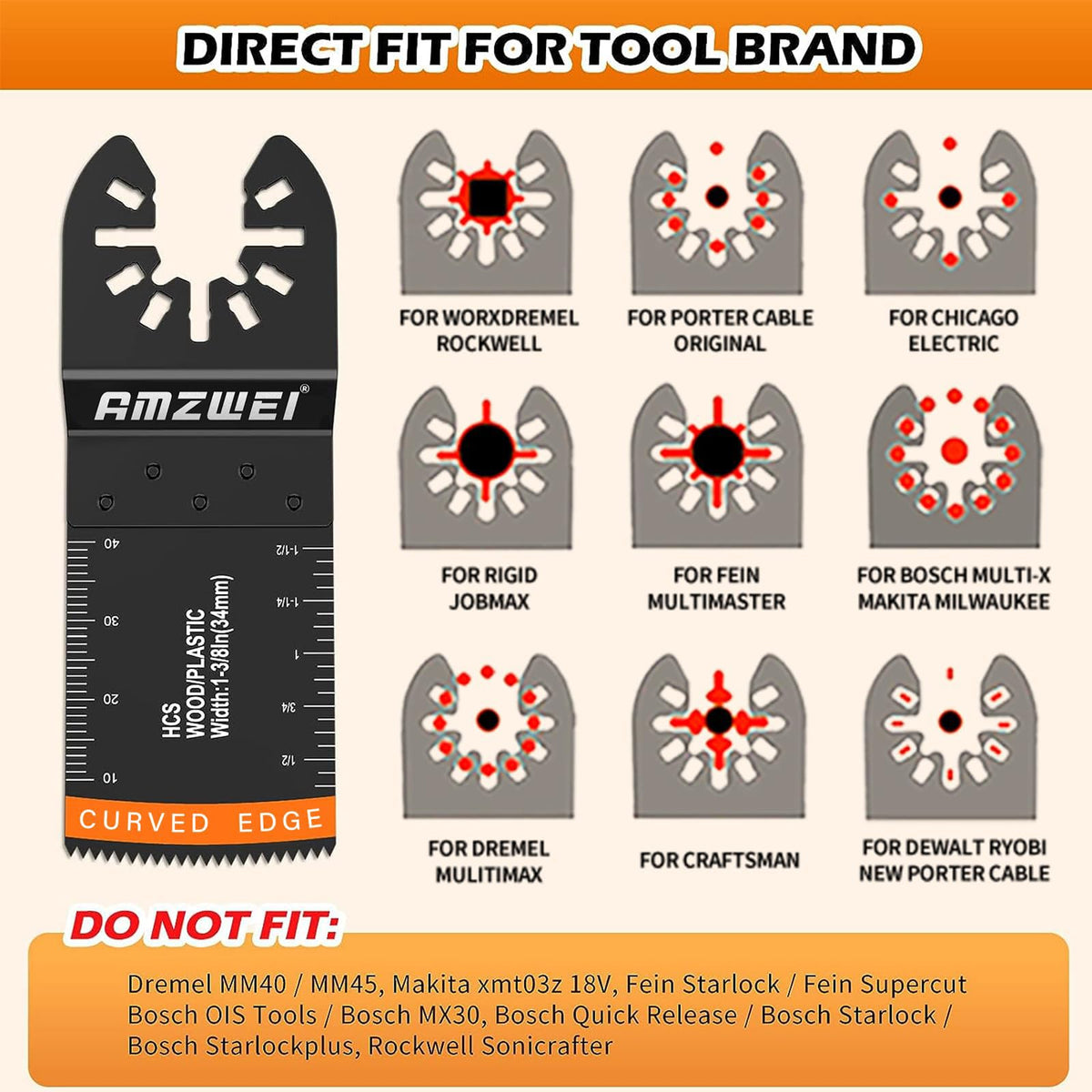 AMZWEI curved-edge design blades enhance precision and reduce vibration during cuts.
