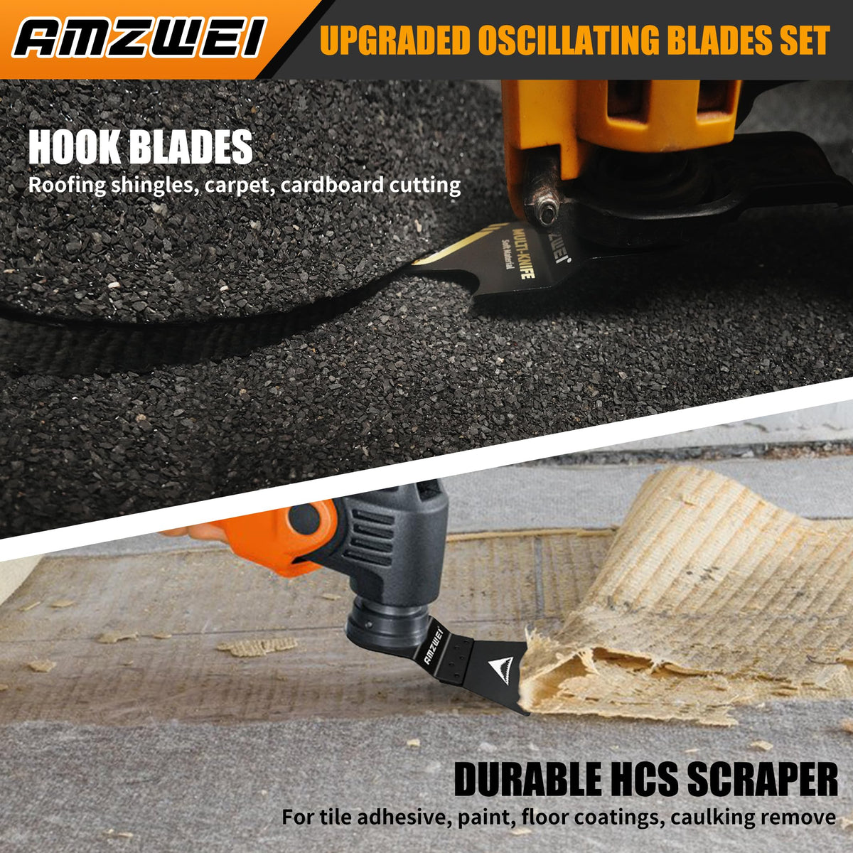 AMZWEI HCS and Japanese teeth blades offer versatile options for wood, metal, and plastic.