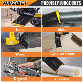 AMZWEI titanium blades close-up showing durable cutting performance on tough materials