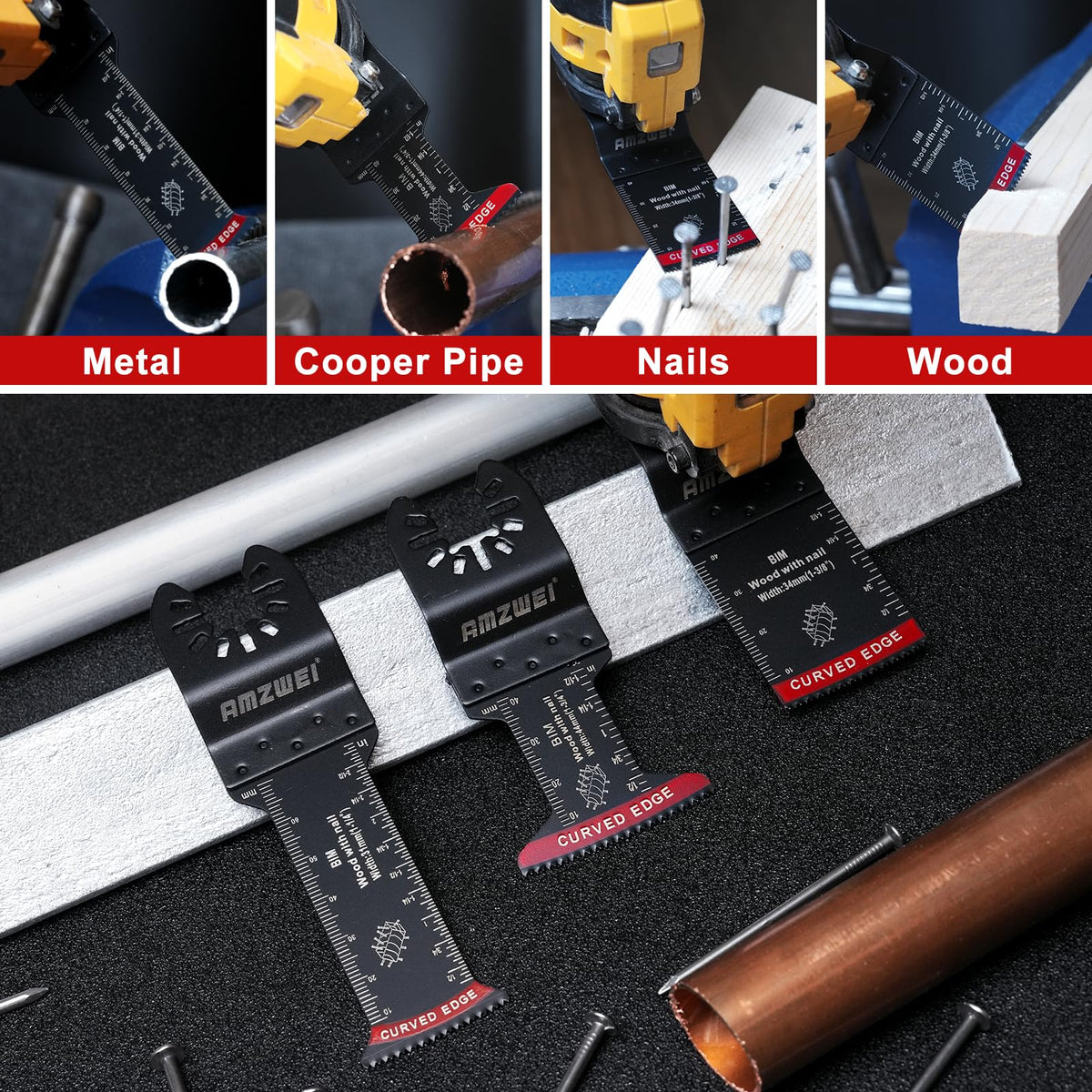 AMZWEI universal interface ensures compatibility with most oscillating tools.