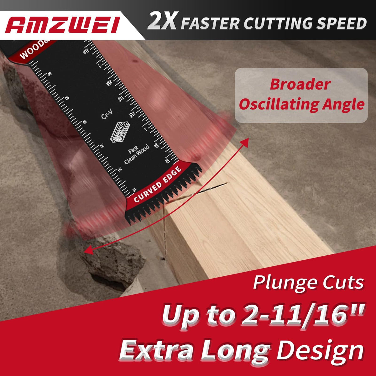 AMZWEI blades cut wood, metal, plasterboard, and plastic