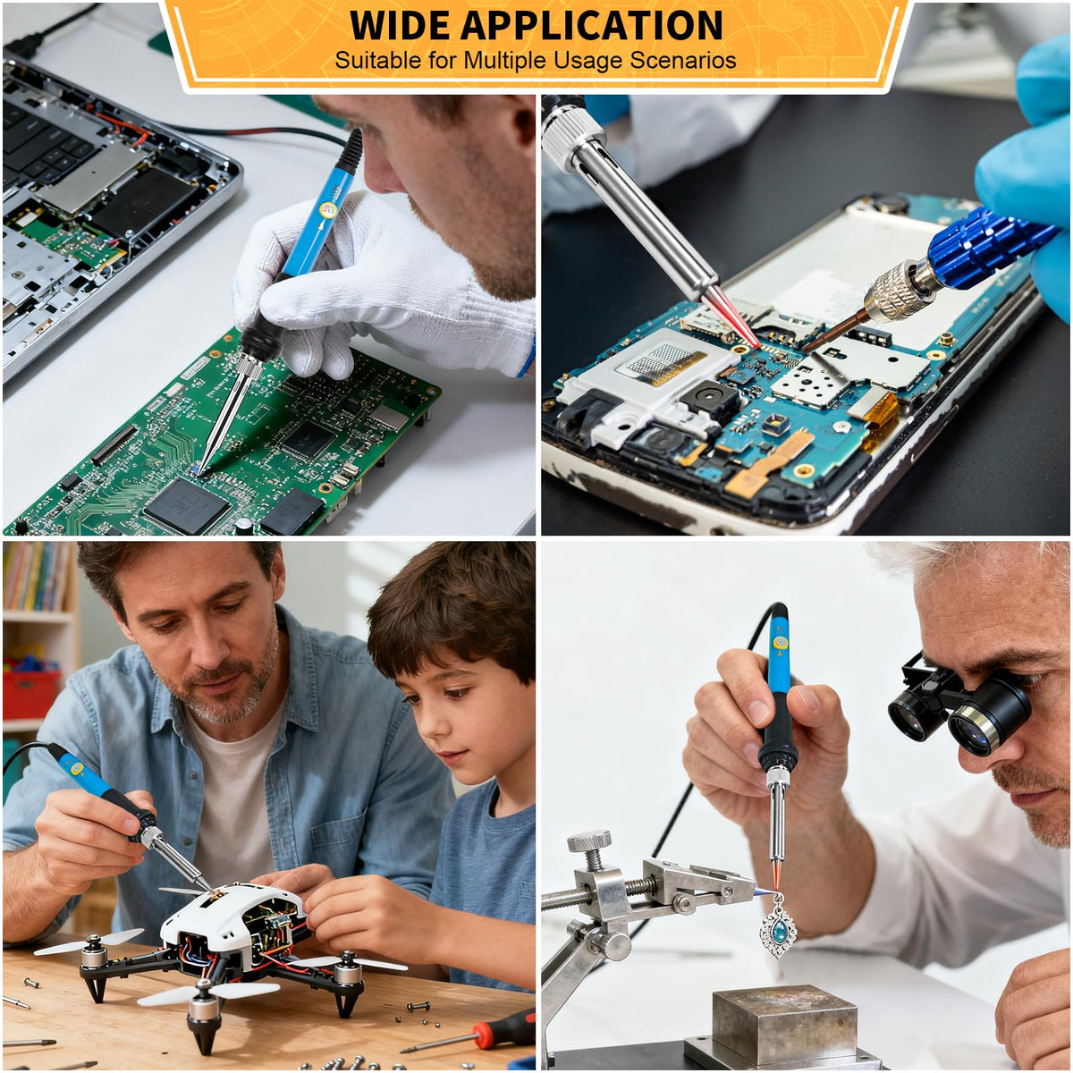 ANBES 14-in-1 electronics toolset with tweezers and cutters for repairs