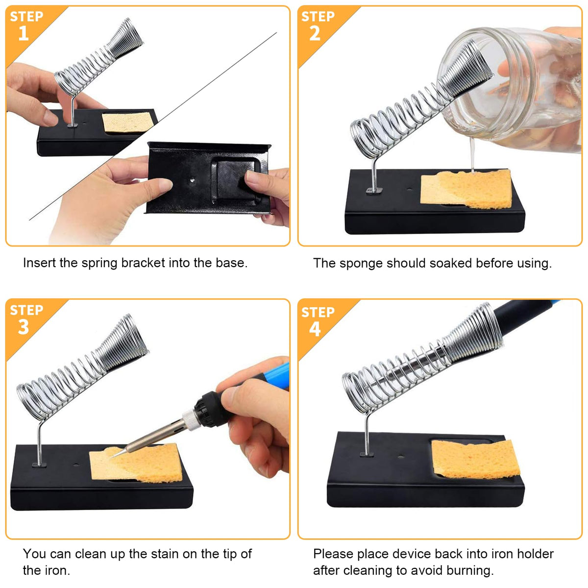 ANBES soldering iron stand with dual-spring holder for safe work