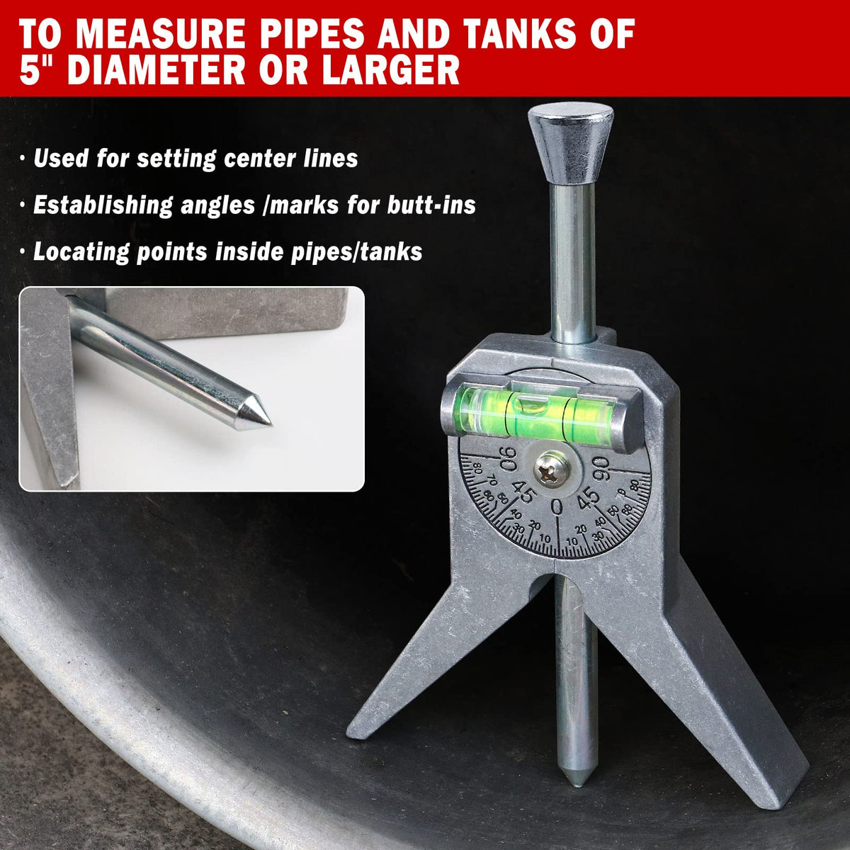 Anblak pipe center marker tool showcasing easy angle and centerline marking.