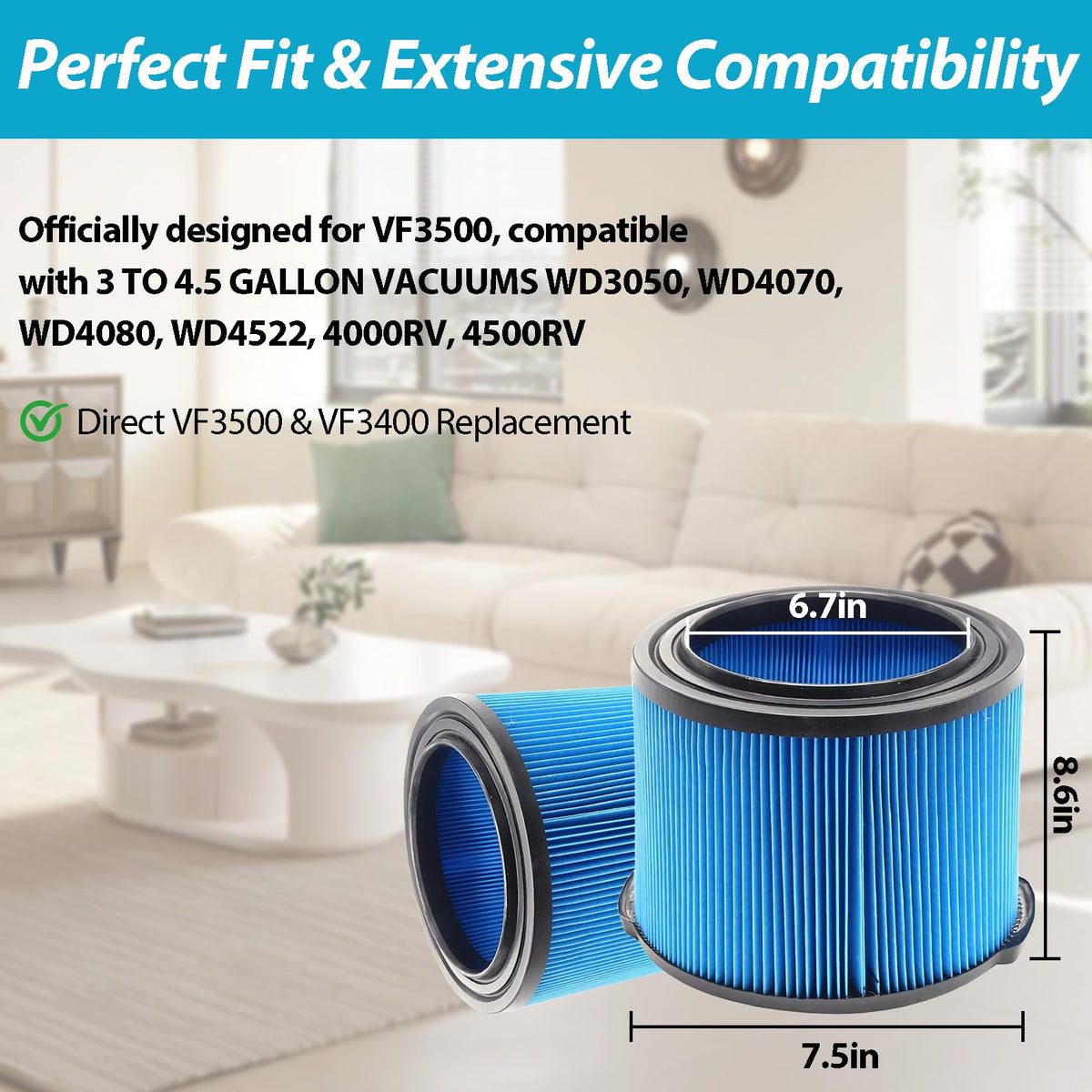 ANBOO VF3500 3-layer fine dust filter enhancing filtration efficiency.