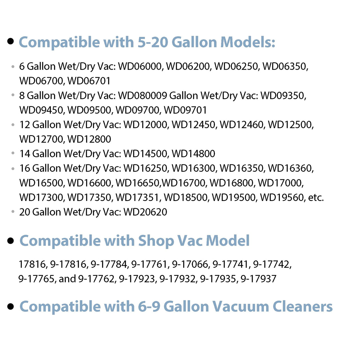 ANBOO VF6000 compatible models clearly listed for broad vacuum compatibility