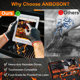 ANBOSON BBQ Gloves dual-layer heat protection during grilling