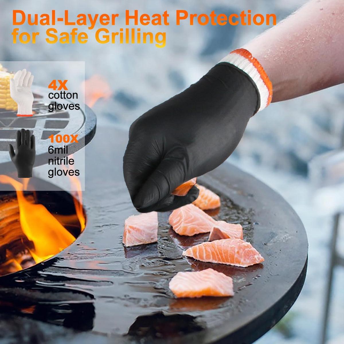 ANBOSON heat-resistant gloves keep hands safe during greasy meat handling.