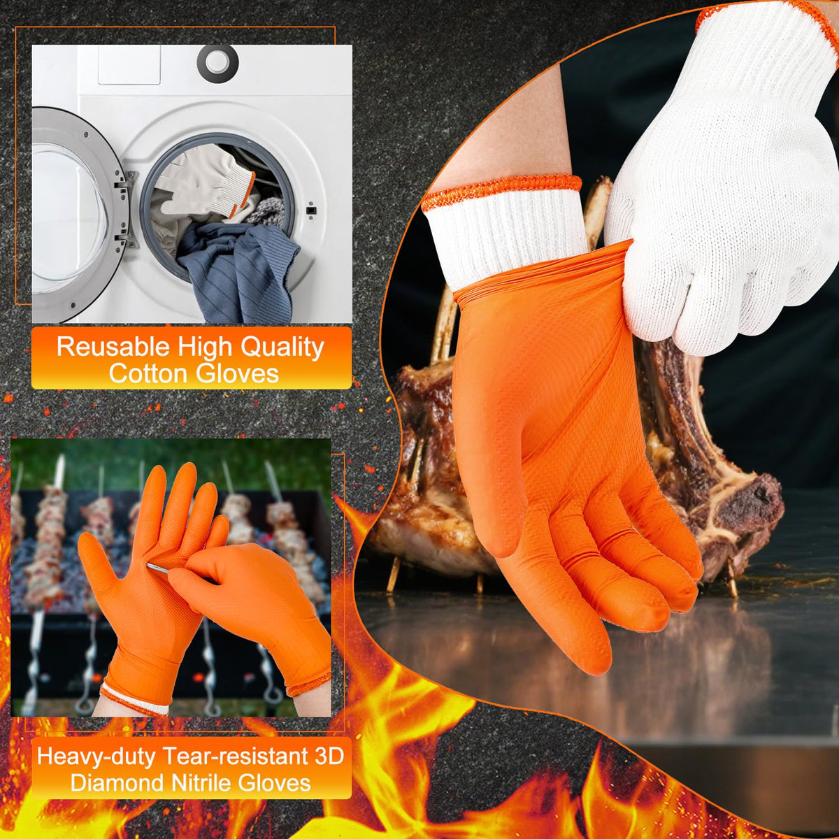 ANBOSON XL-size BBQ gloves fitting larger hands comfortably