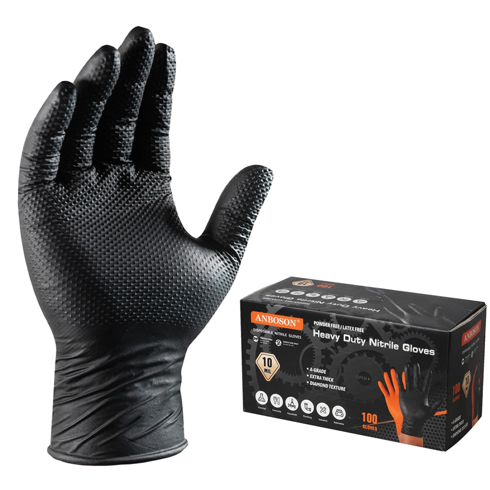 ANBOSON heavy duty nitrile gloves with diamond texture grip for precise tasks