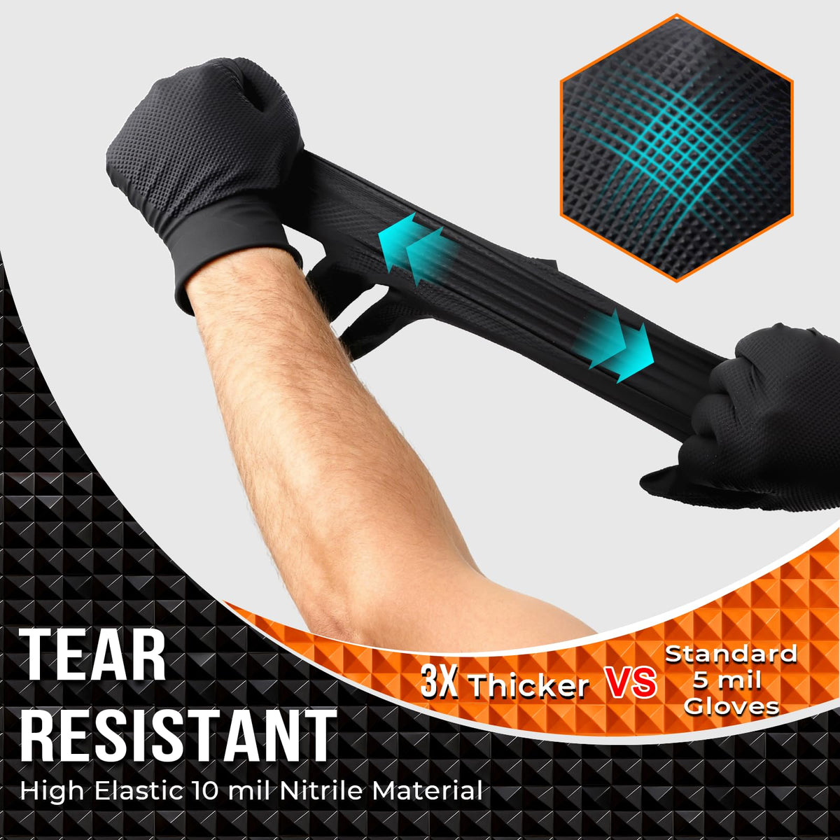 ANBOSON nitrile gloves with true-size fit and 3D diamond texture