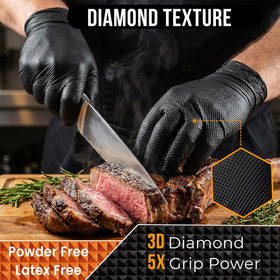 ANBOSON puncture and tear-resistant nitrile gloves protect hands during automotive work.