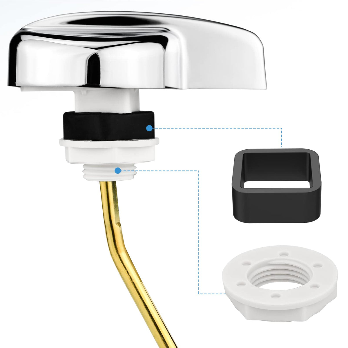 Ancable toilet handle side-mount installation steps shown for quick DIY repair.