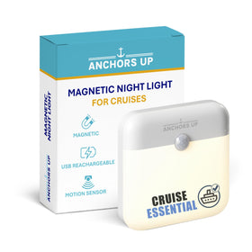 Anchors Up cruise cabin magnetic night light mounted on metal wall for safe navigation