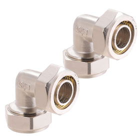 ANCIMOON elbow air fittings close-up showing 3/4-inch size and brass-nickel plating for durability.
