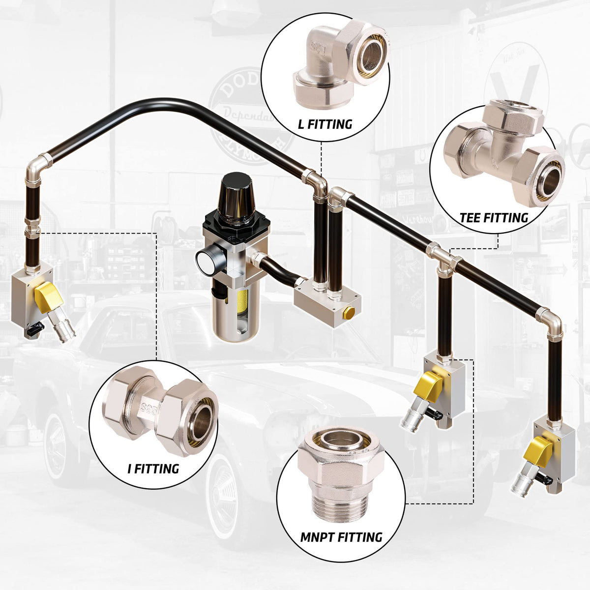 ANCIMOON 3-4inch tee assembly with 200 PSI rating for garages