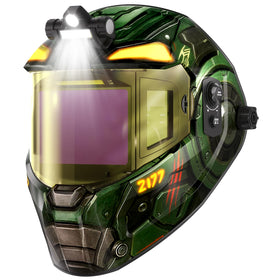 ANDELI auto darkening helmet front view showing wide panorama for precise welds.
