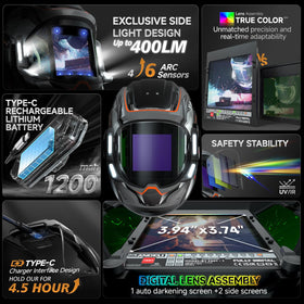 ANDELI welding helmet large viewing screen enables precise bead placement.