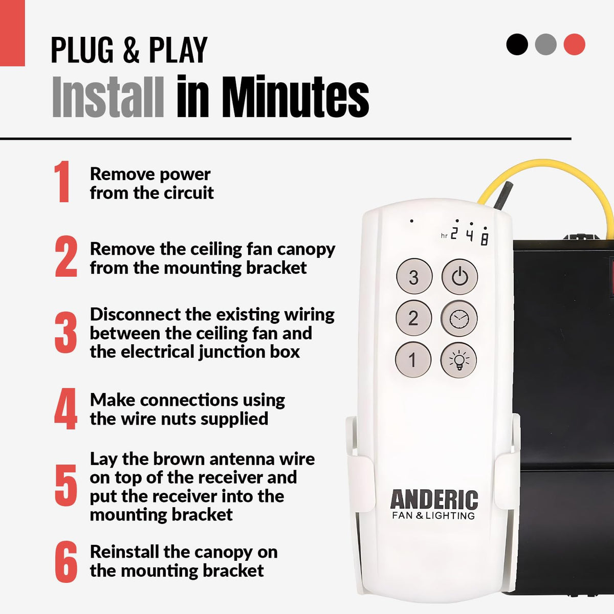 Anderic 63T-AC83T-KIT timer enables auto-off convenience.