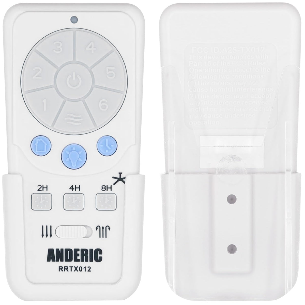 Anderic RRTX012 remote front view with 6-speed fan control