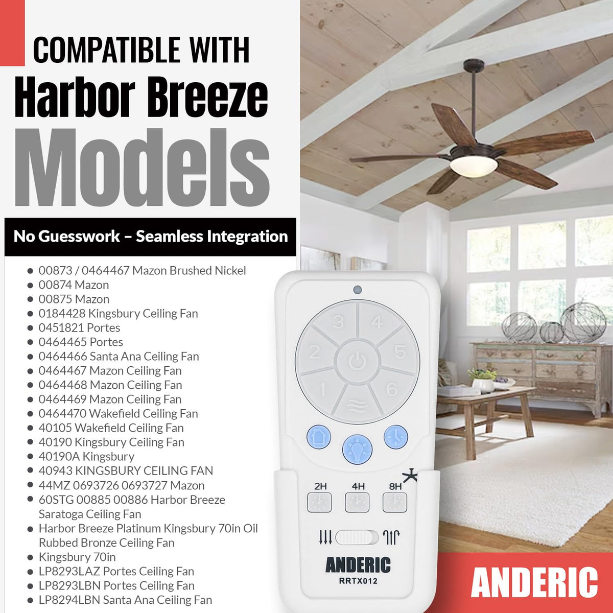 Anderic RRTX012 remote side controls for easy handheld operation