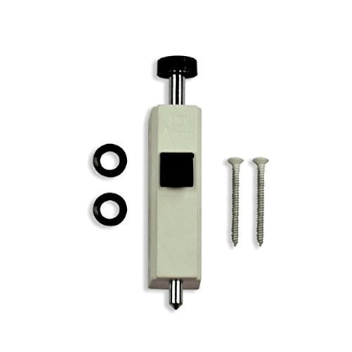 Andersen auxiliary security foot latch in white for gliding patio doors; controlled ventilation feature