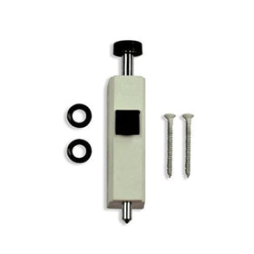 Andersen auxiliary security foot latch in white for gliding patio doors; controlled ventilation feature