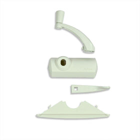 Andersen hardware pack front view in white for smooth operation on 400 Series casement windows
