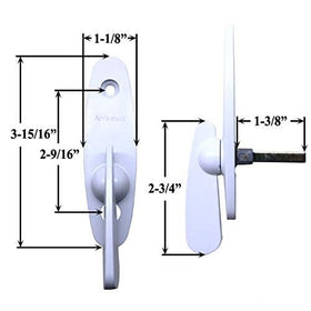 Andersen Tribeca-style latch on 2-panel and 4-panel doors demonstrates secure, easy fastening with included hardware.