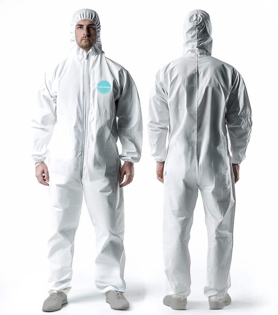 Andes Safety hazmat hooded coverall for spray protection