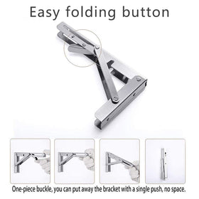 ANDICEQY folding bracket in-use as a shelf demonstrating space-saving function.