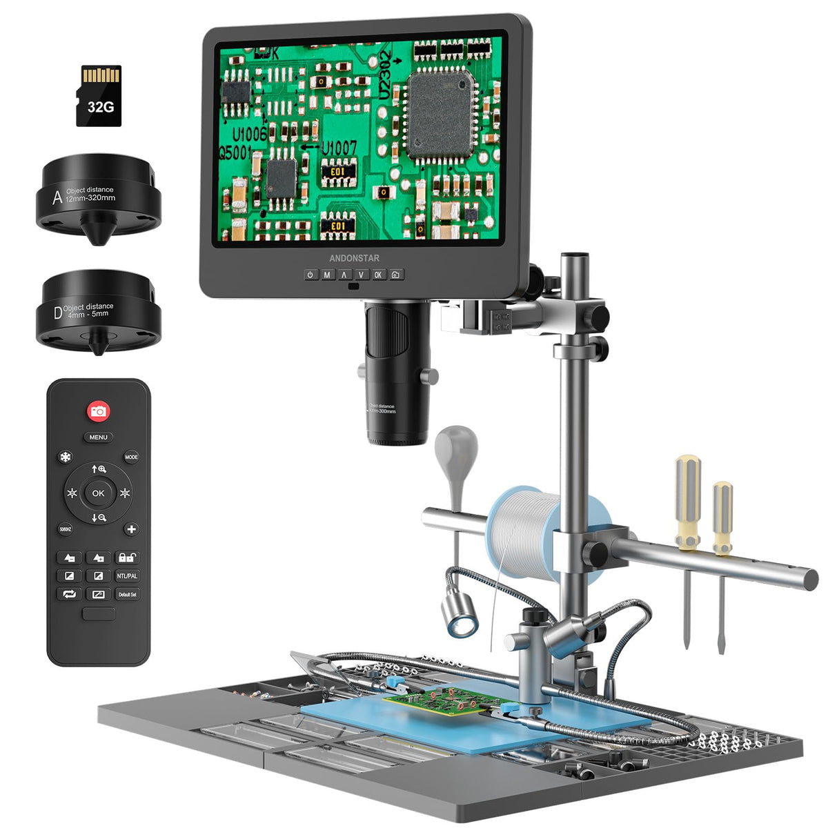 Andonstar AD249S-M Plus setup on a clean desk for precise soldering