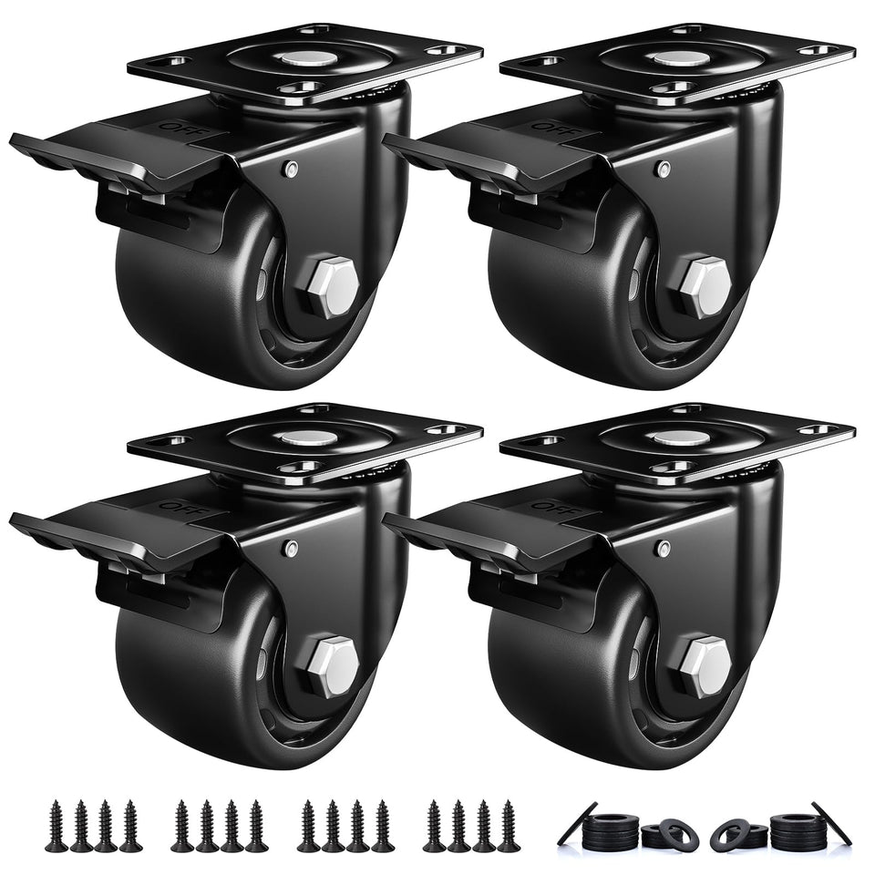 ANDUTEES 2-inch caster wheels front view show sturdy design for heavy duties.