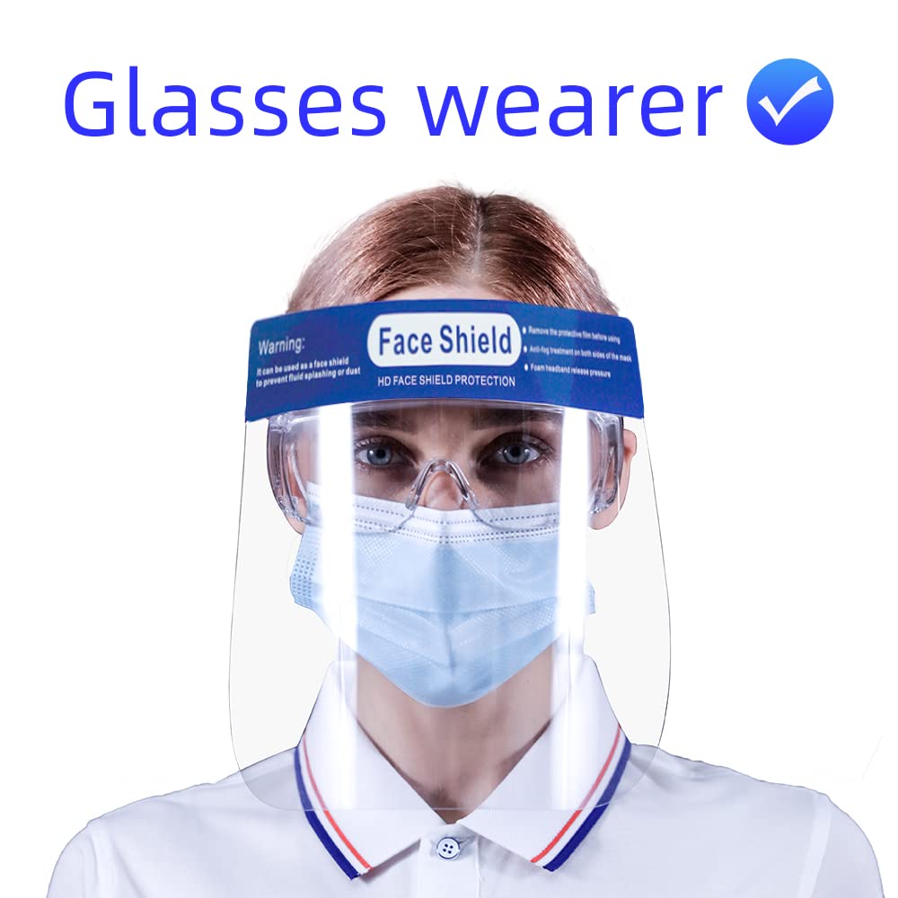 ANDX reusable face shield being worn by glasses user for comfort.