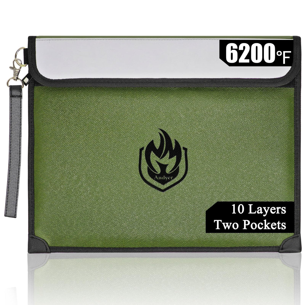 Andyer fireproof document bag outer shell protects valuables from extreme heat
