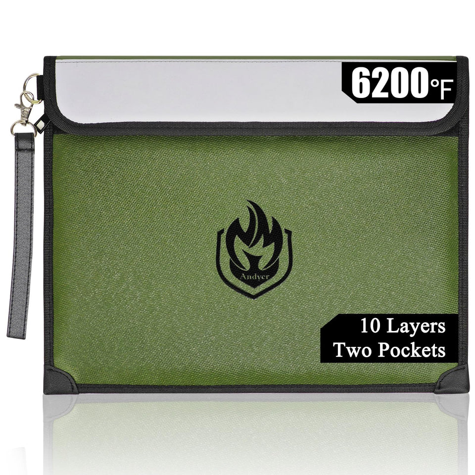 Andyer fireproof document bag outer shell protects valuables from extreme heat