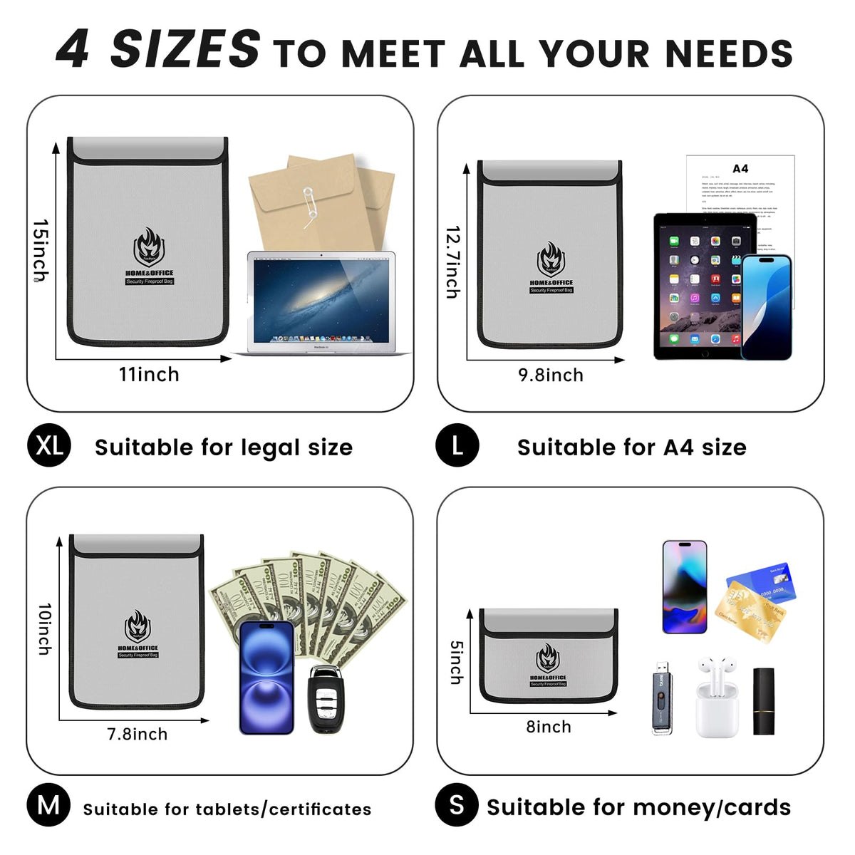Andyer fireproof bag with A4 size keeps documents safe on the go.